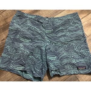 Patagonia Baggies Mens S Lined Has Been Cut Out Blue Waves Nylon Shorts Swim